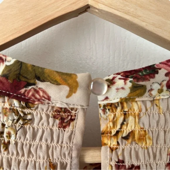 CLEO-Floral Smocked Blouse | Long Sleeve Sheer Boho Top | Size Small - Picture 9 of 14